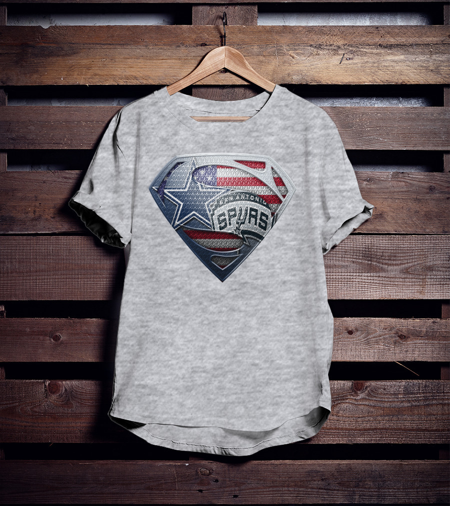 San Antonio Spurs Superman Shield Usa Flag T-Shirt