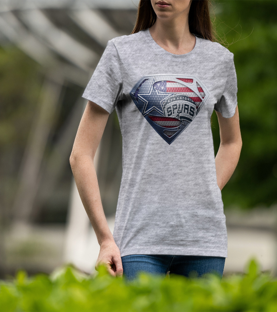 San Antonio Spurs Superman Shield Usa Flag T-Shirt