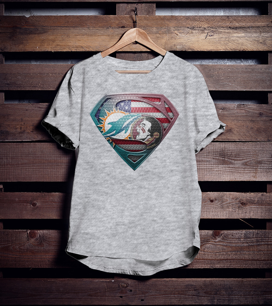 Miami Dolphins Superman American Flag T-Shirt