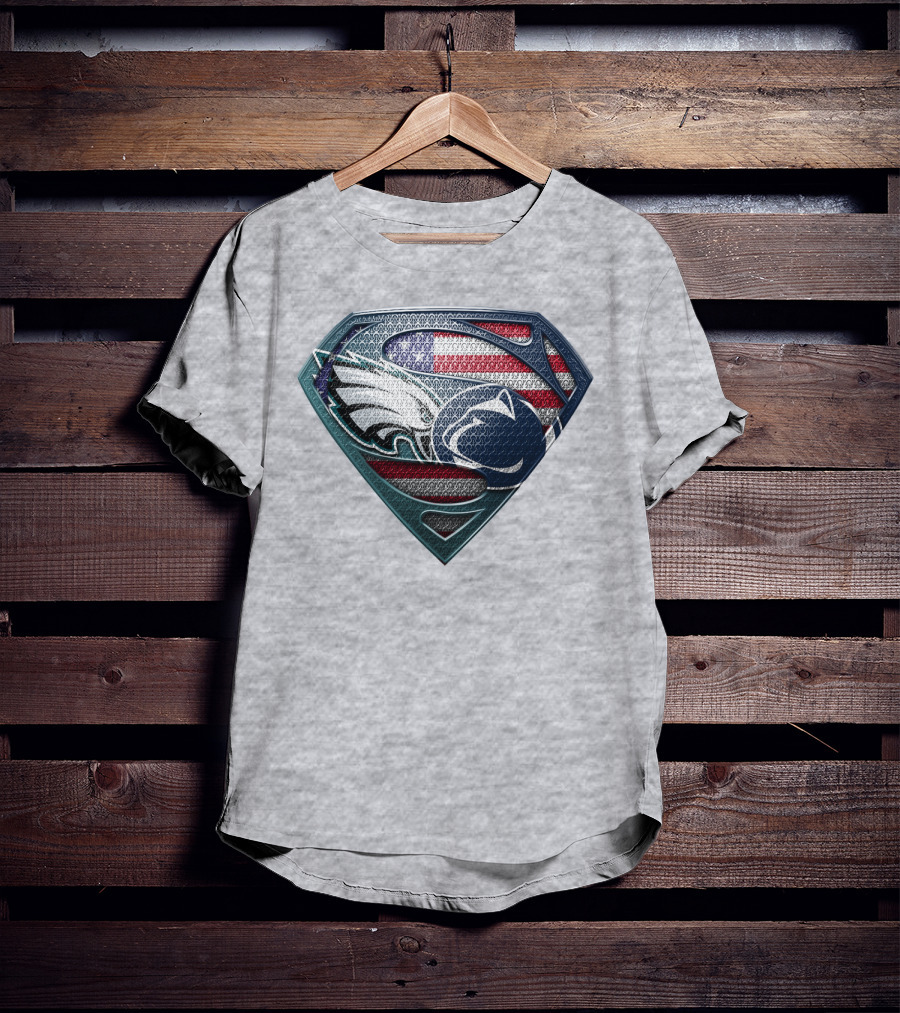 American Flag Philadelphia Eagles Penn State Superman Shield T-Shirt
