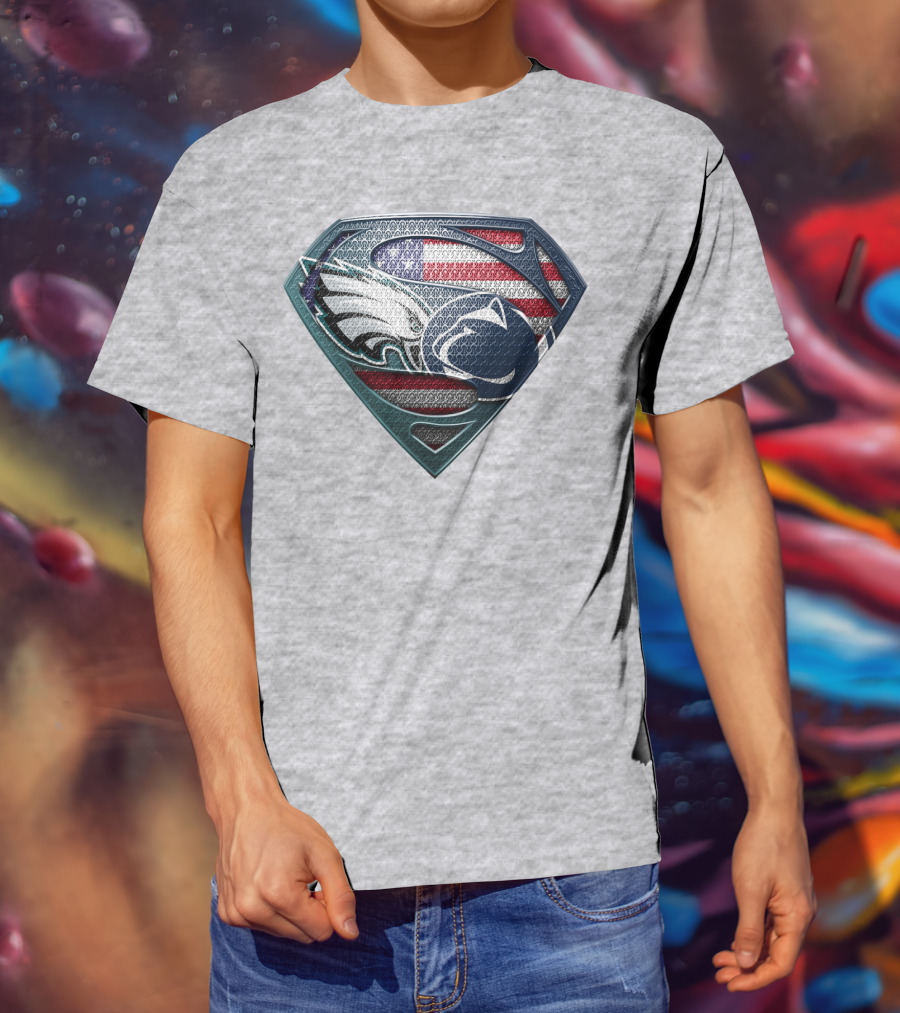 American Flag Philadelphia Eagles Penn State Superman Shield T-Shirt