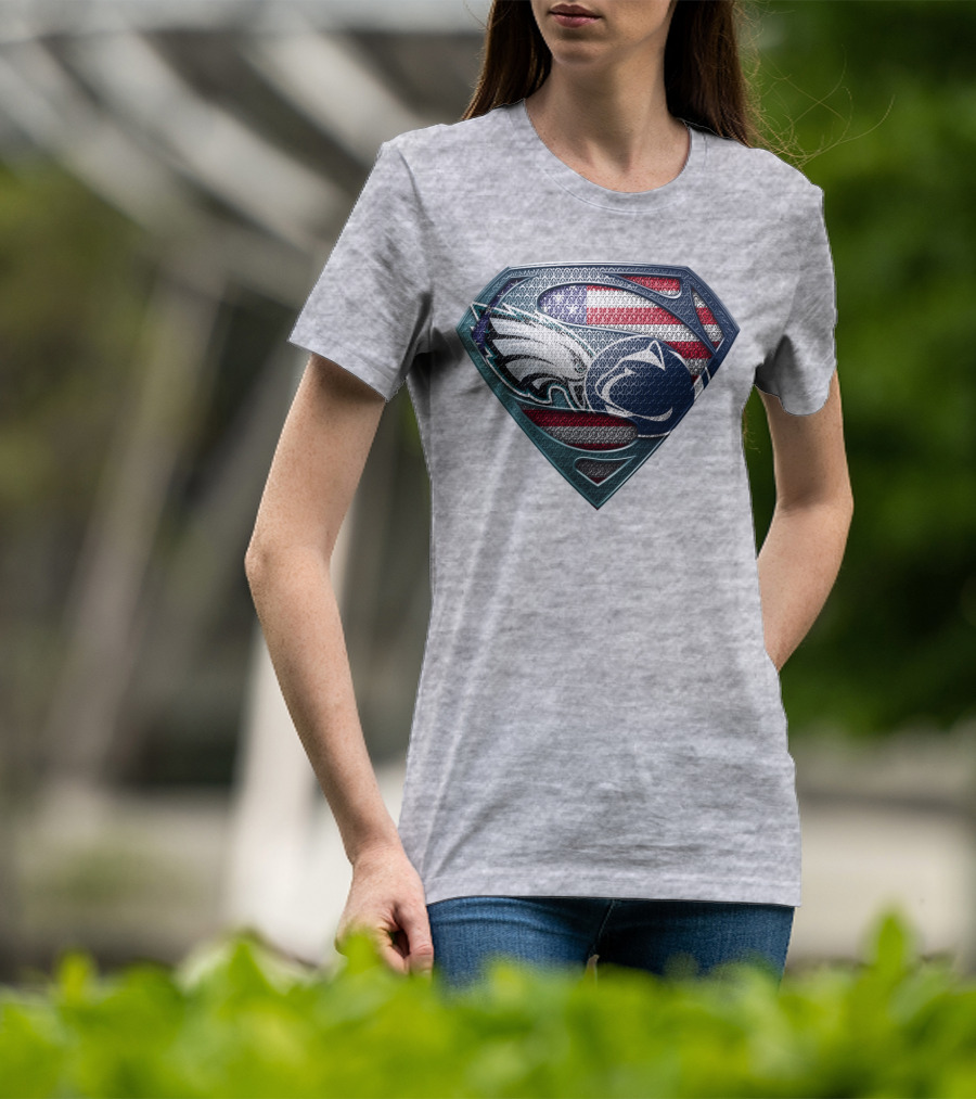 American Flag Philadelphia Eagles Penn State Superman Shield T-Shirt