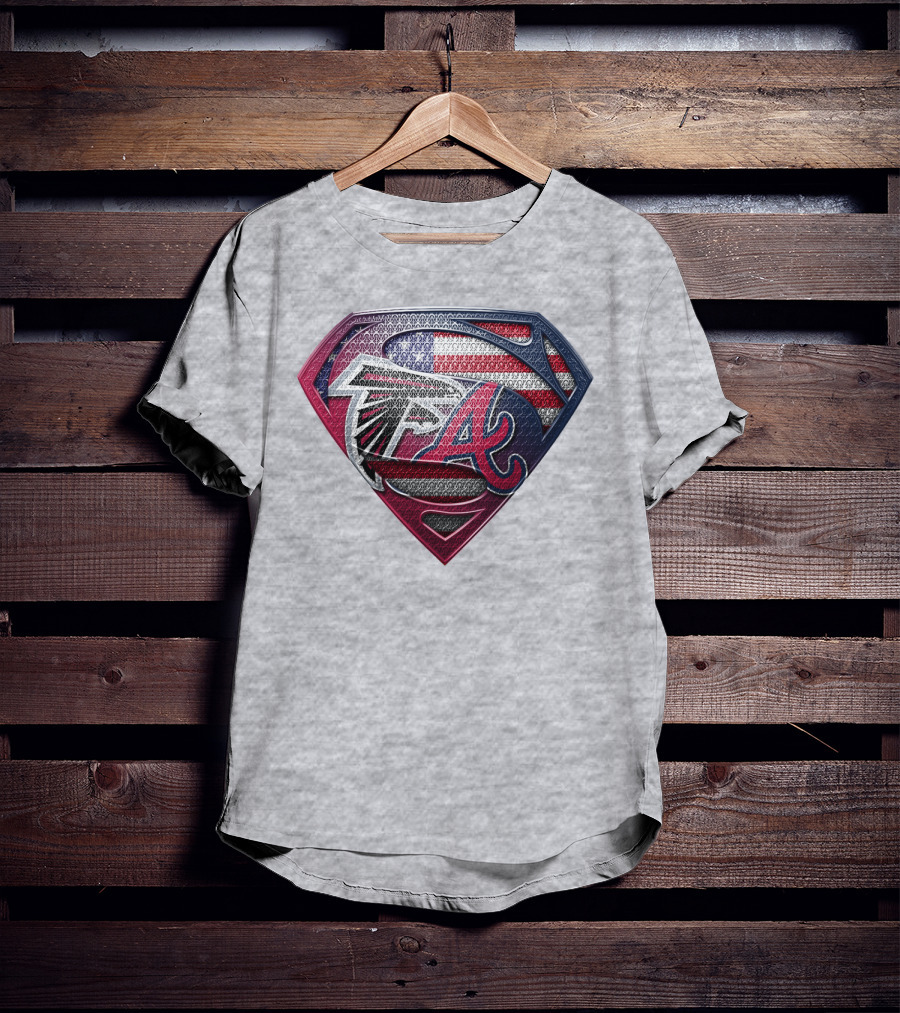 Superman Shield Atlanta Falcons Braves Usa Flag T-Shirt