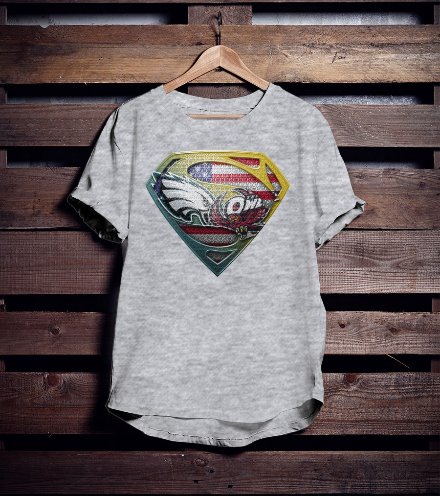 Eagle Owl American Flag Superman Shield T-Shirt