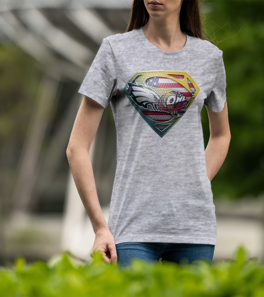 Eagle Owl American Flag Superman Shield T-Shirt
