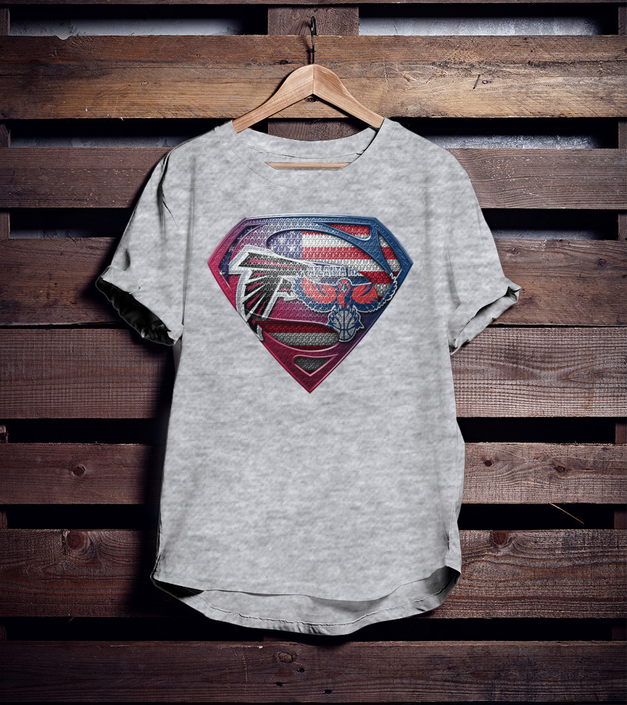 Atlanta Falcons Hawks Superman American Flag Superhero T-Shirt