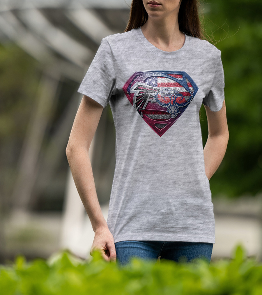 Atlanta Falcons Hawks Superman American Flag Superhero T-Shirt