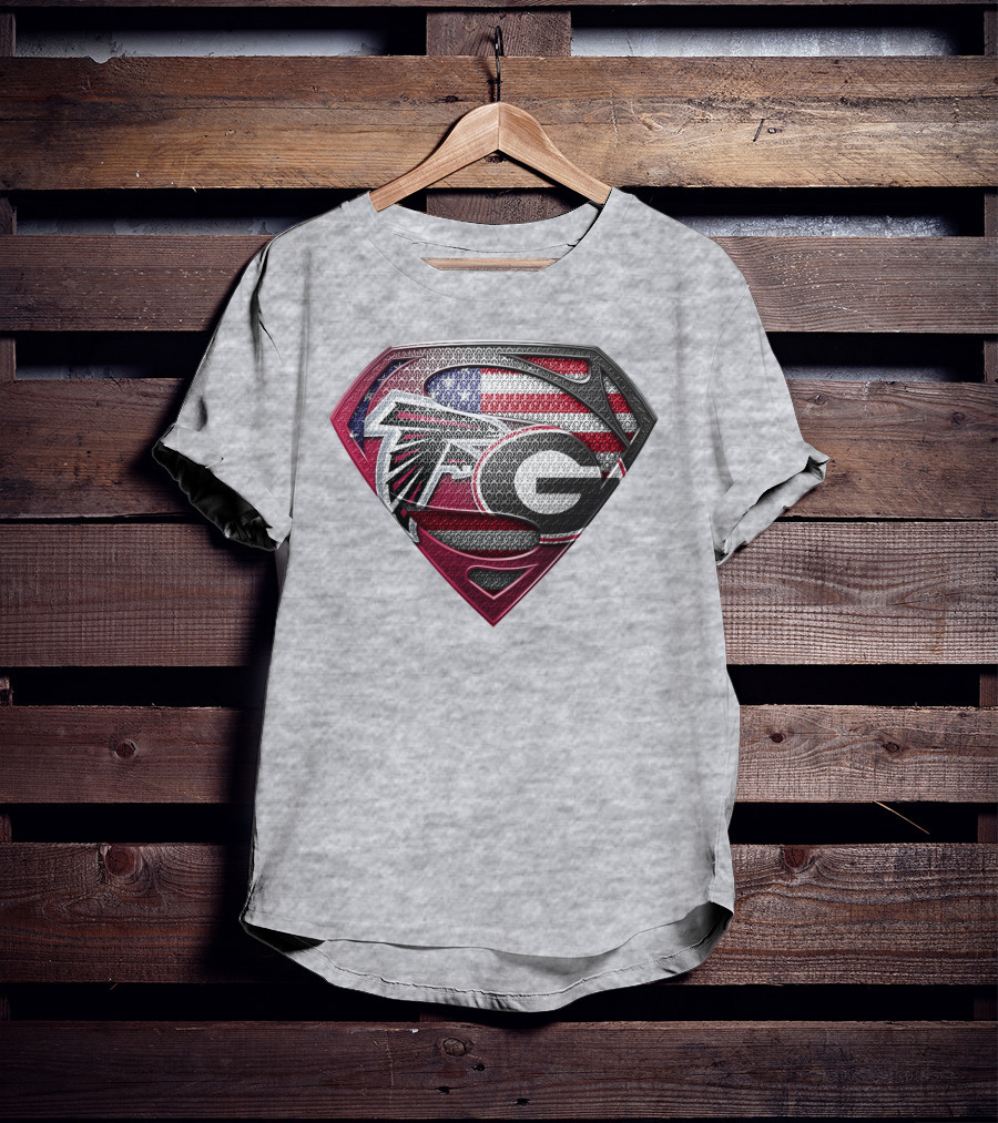 Superman Georgia Bulldogs Atlanta Falcons American Flag T-Shirt