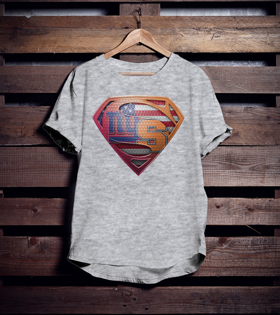 Ny Giants And Syracuse Super Shield American Flag T-Shirt