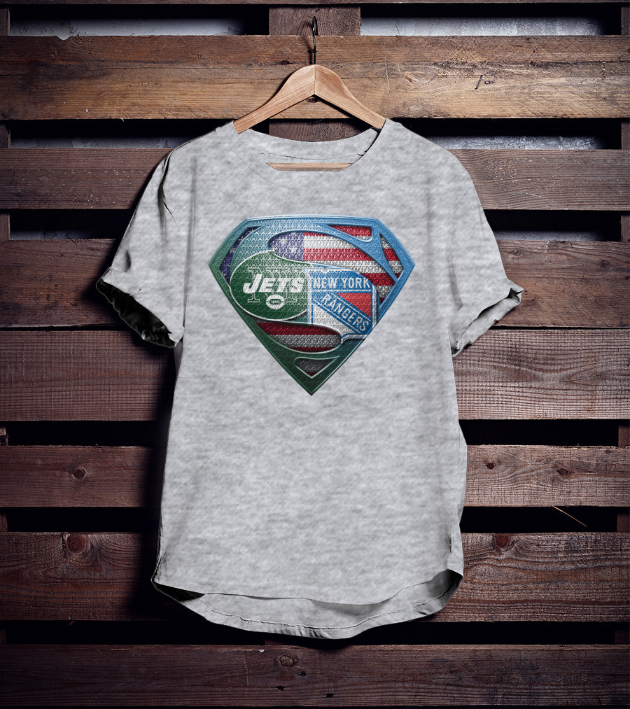 New York Jets Rangers American Flag Superhero T-Shirt
