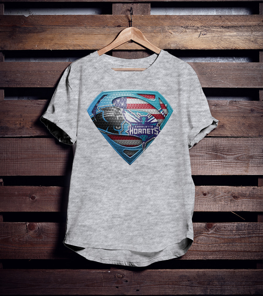 Charlotte Hornets Super Panther American Flag Shield T-Shirt