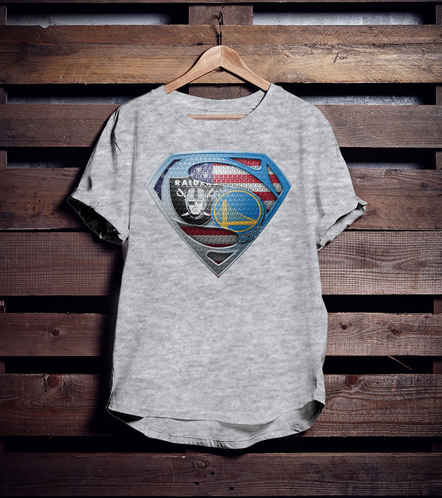Superhero Shield Raiders Warriors American Flag T-Shirt