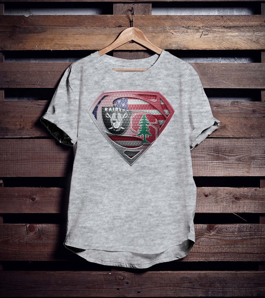 Superman Logo Oakland Raiders American Flag Stanford Tree T-Shirt