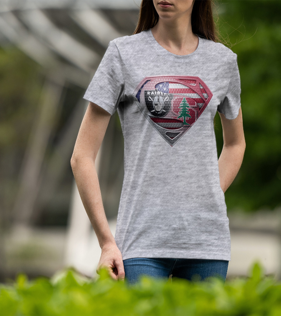 Superman Logo Oakland Raiders American Flag Stanford Tree T-Shirt