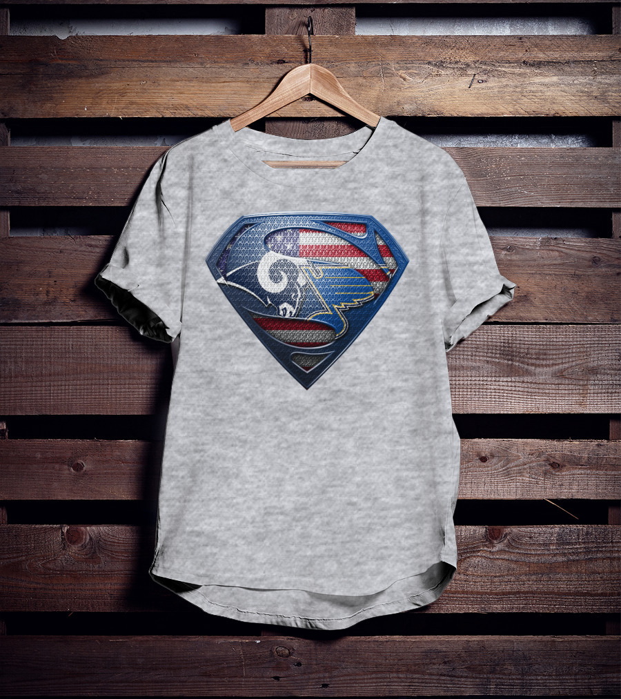 Usa Superman Rams And Blues Logo Shield T-Shirt