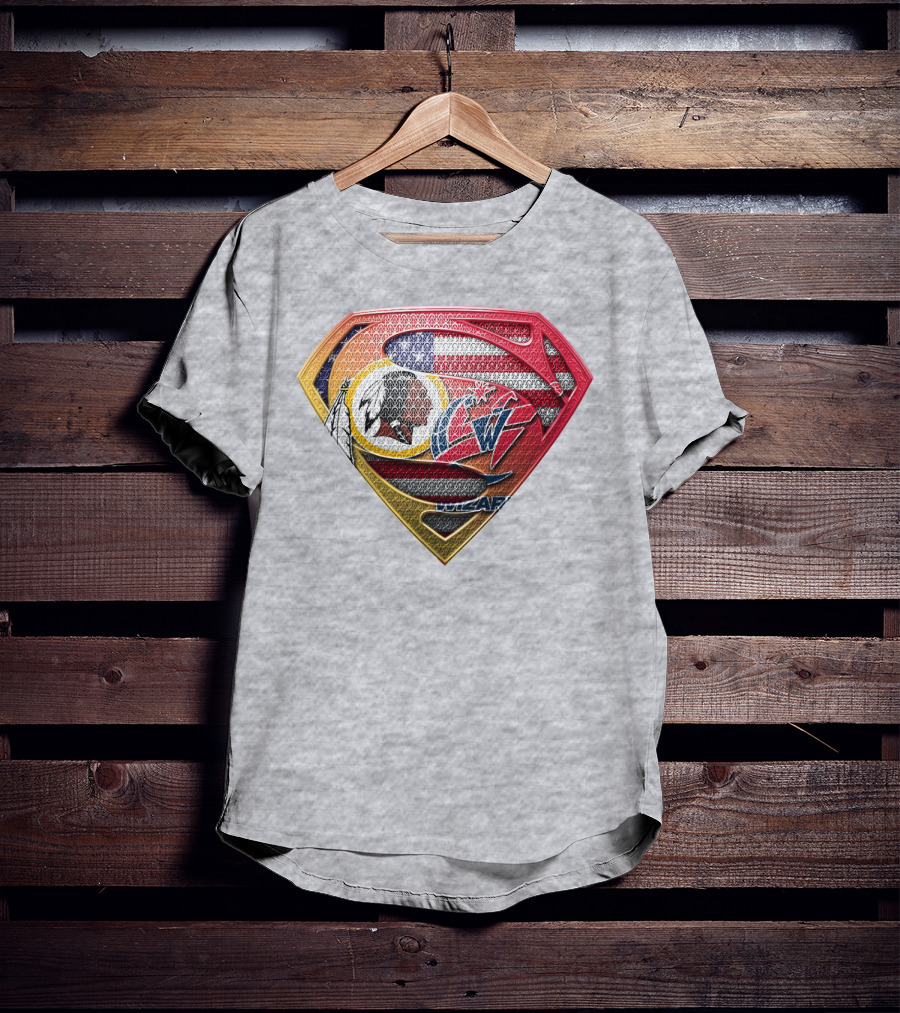 Superman Washington Redskins Wizards Nfl Nba Mix Superhero T-Shirt