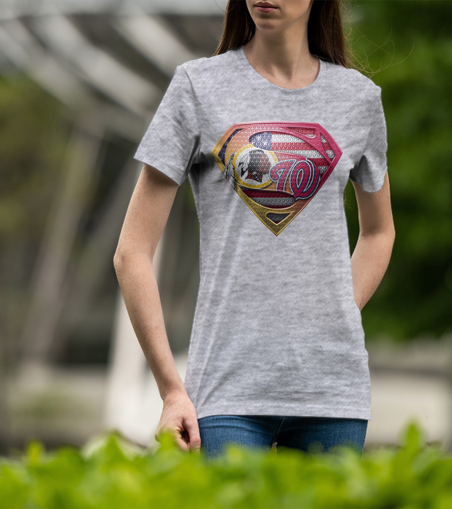 Washington W Super Redskins Patriots Flag Superman T-Shirt