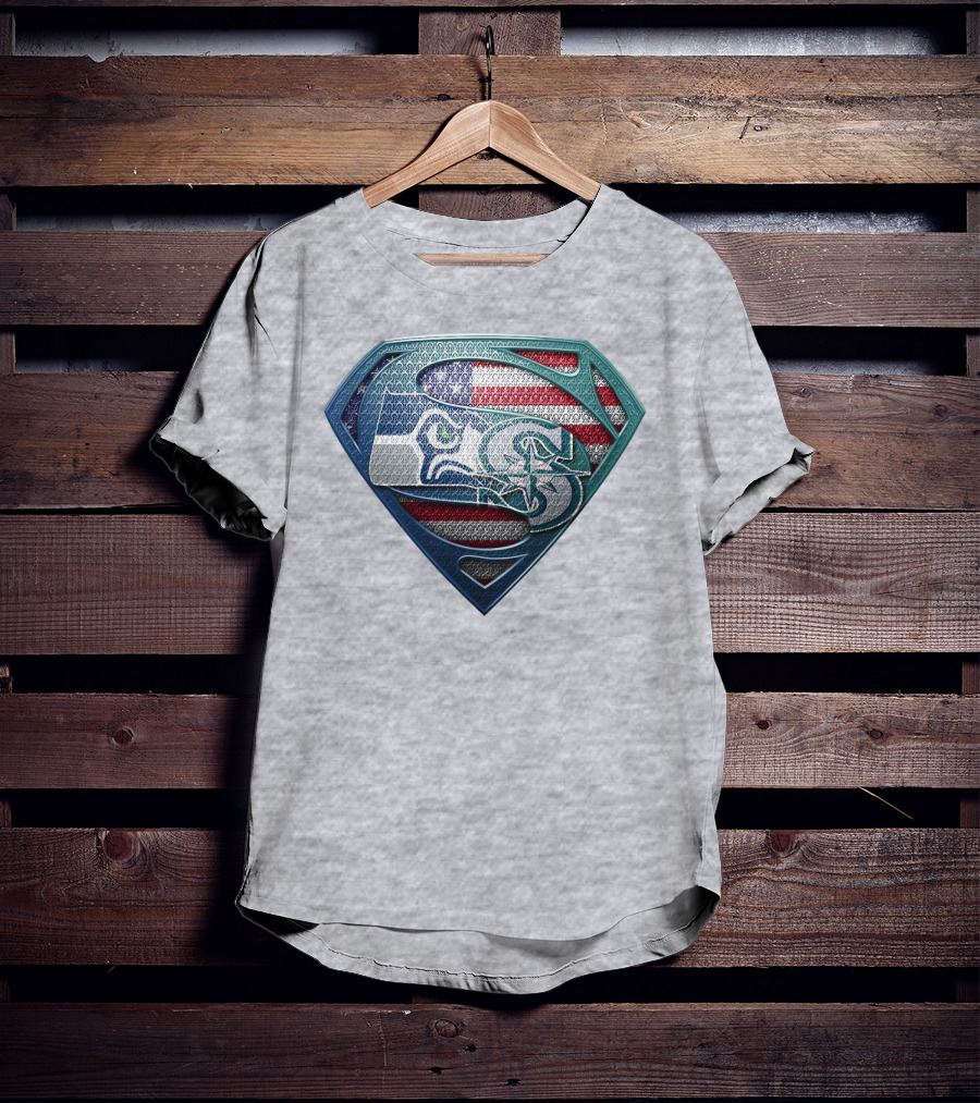Seahawks Superman American Flag T-Shirt