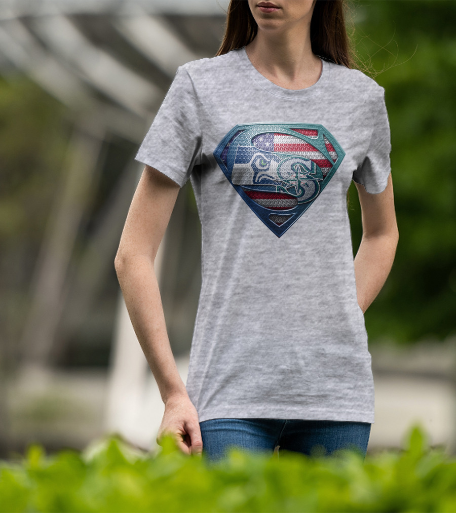 Seahawks Superman American Flag T-Shirt