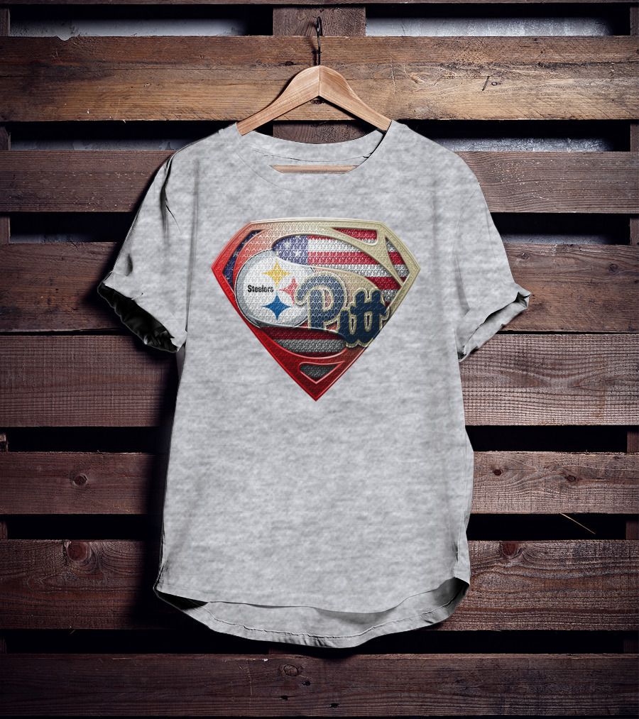 Superman Shield Stars And Stripes Steelers Pitt T-Shirt
