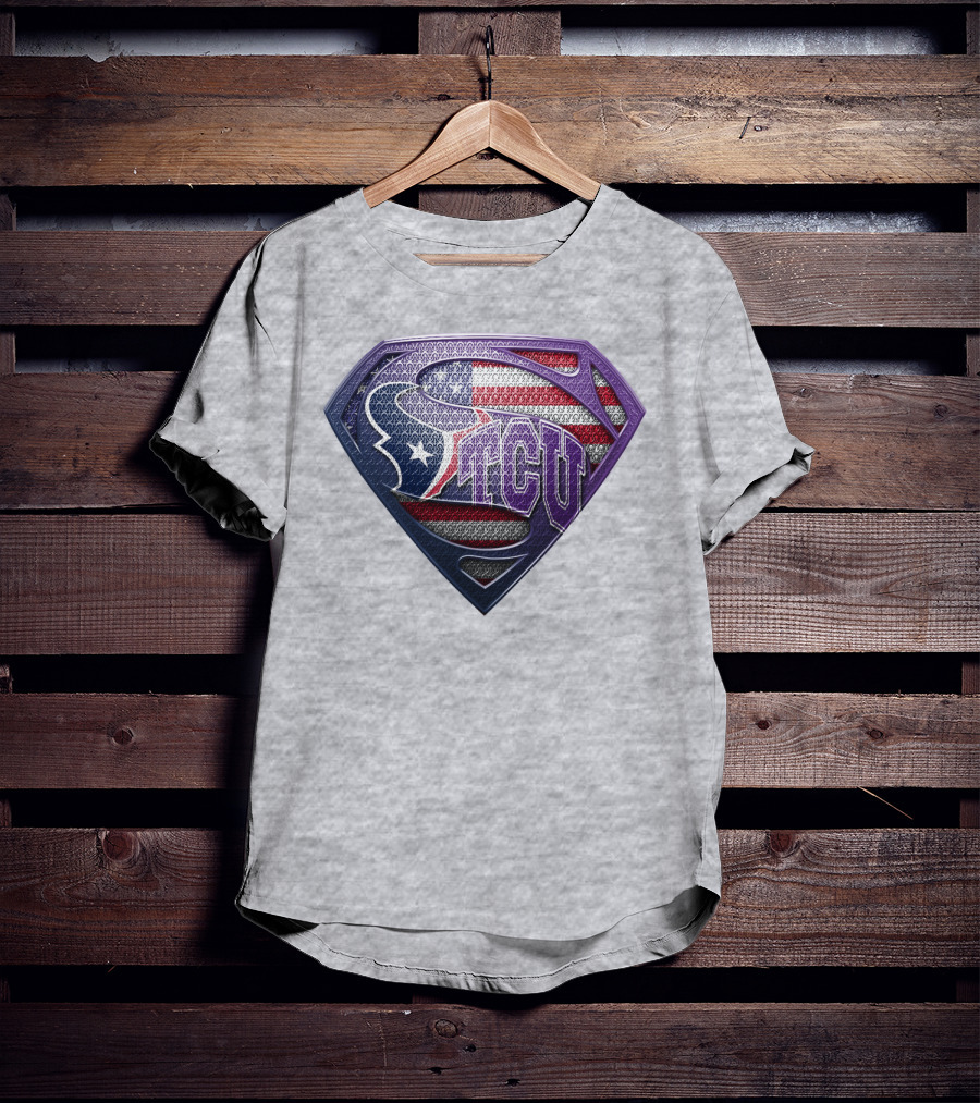 Tcu Super Shield American Flag Style T-Shirt