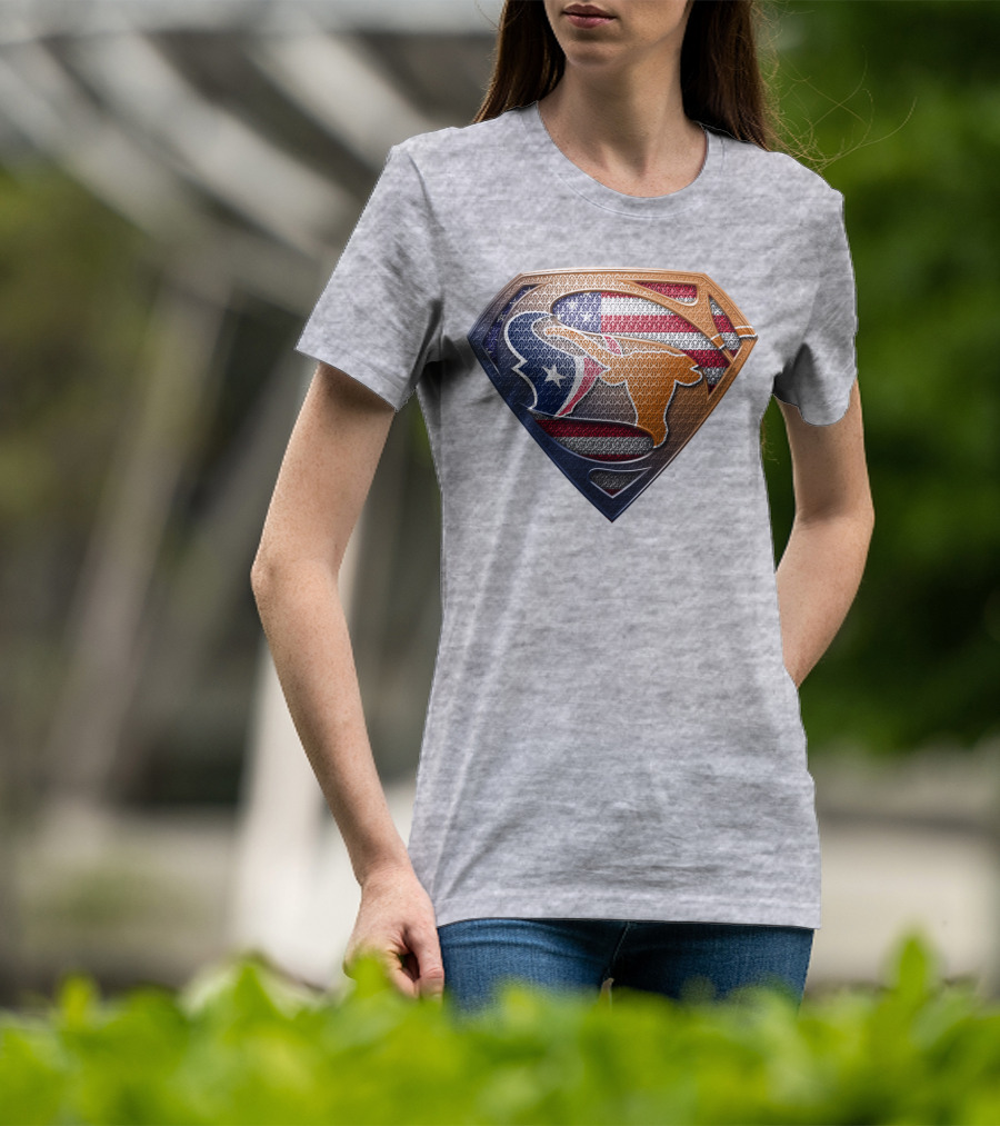Texas Longhorns American Flag Superman Shield T-Shirt