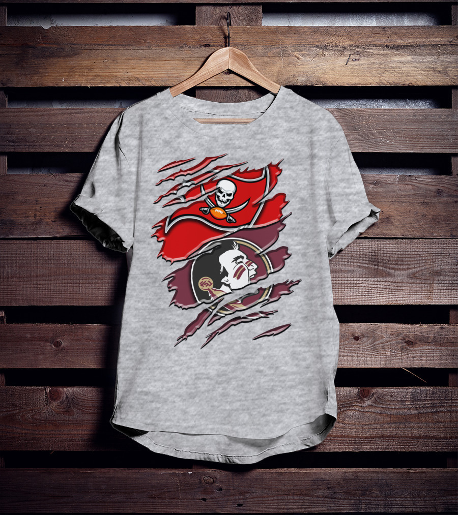 Tampa Bay Buccaneers Florida State Seminoles Logo Mashup T-Shirt