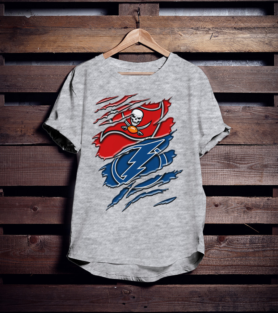 Tampa Bay Buccaneers Lightning Torn Design Rah 026 T-Shirt