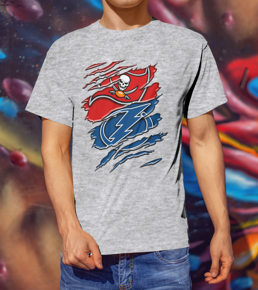 Tampa Bay Buccaneers Lightning Torn Design Rah 026 T-Shirt