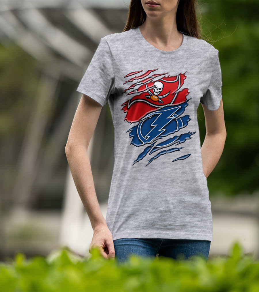 Tampa Bay Buccaneers Lightning Torn Design Rah 026 T-Shirt