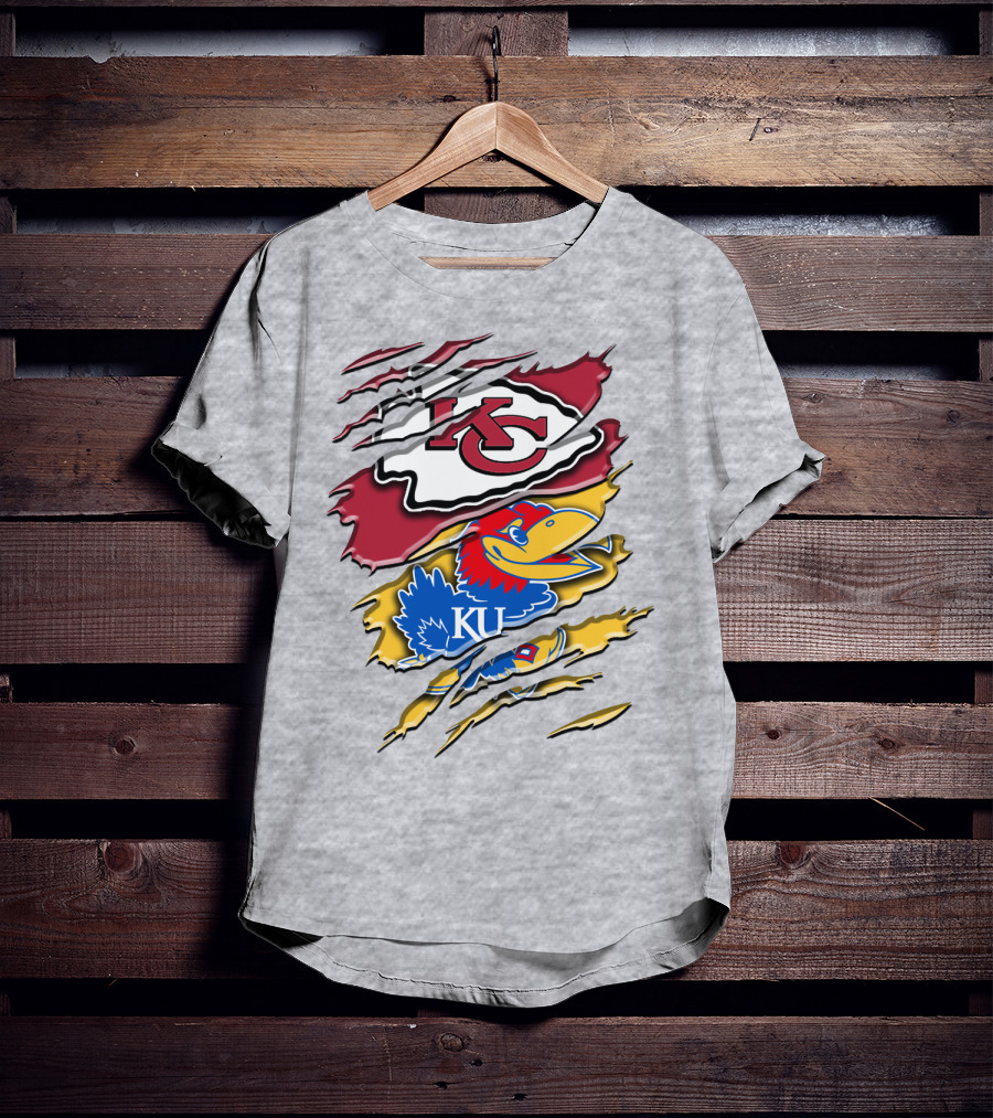 Kansas City Chiefs Kc Jayhawks Rip Design Rah 037 T-Shirt