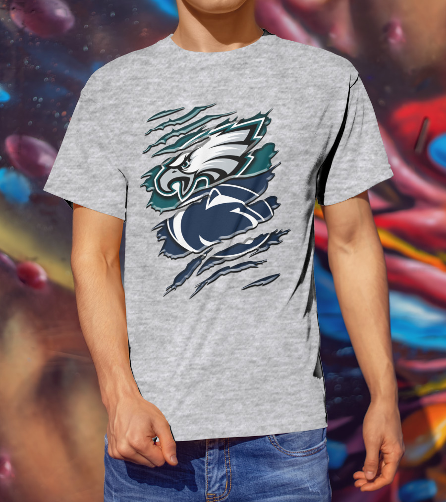 Philadelphia Eagles Penn State Nittany Lions Layered Claw Marks T-Shirt