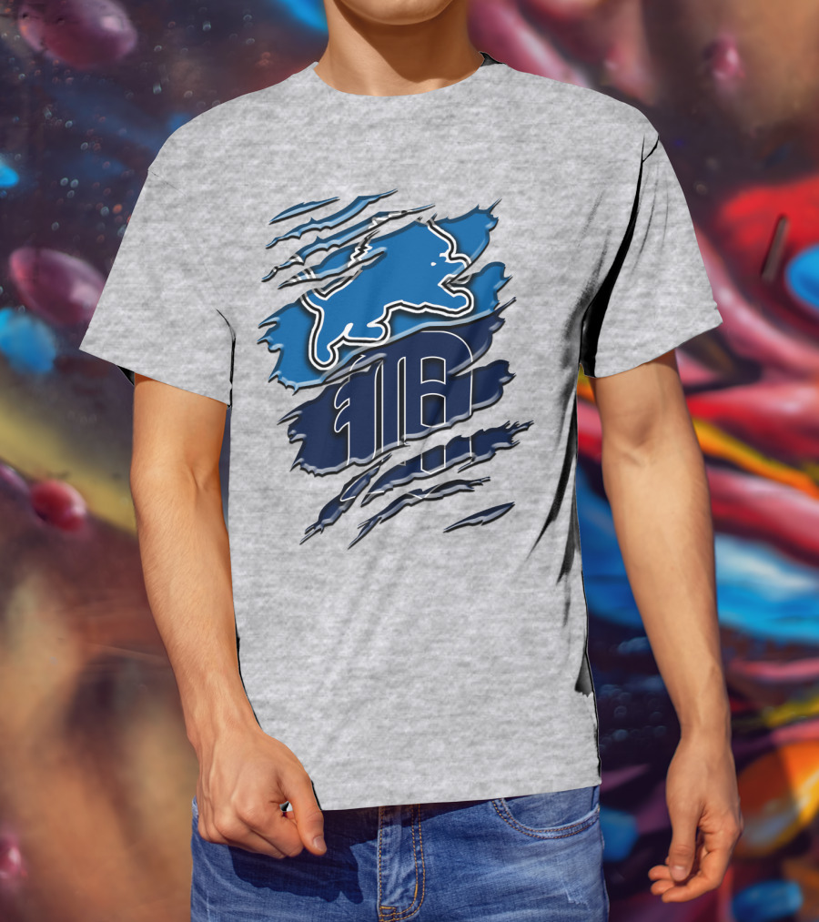 Detroit Lions Tigers Blue Rah 075 T-Shirt