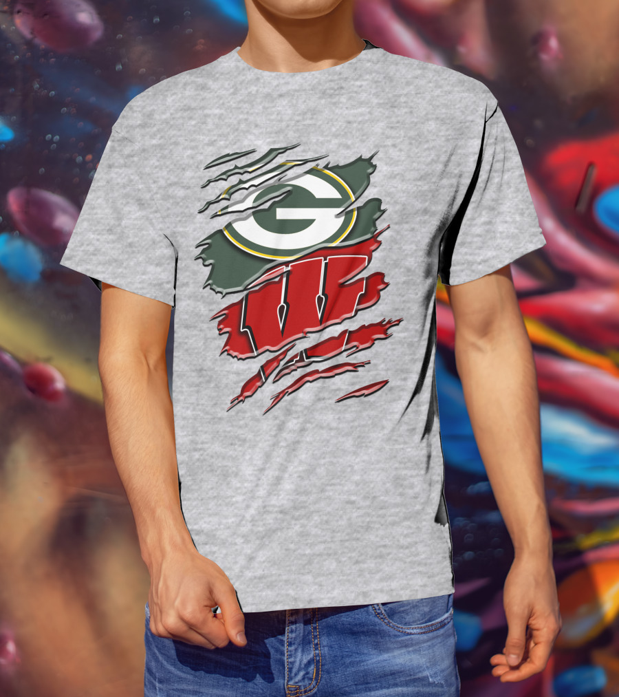 Green Bay Packers Wisconsin Badgers Claw Marks T-Shirt