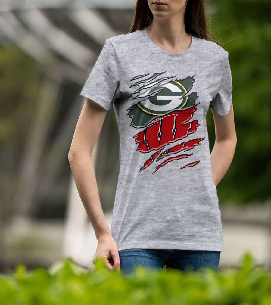 Green Bay Packers Wisconsin Badgers Claw Marks T-Shirt