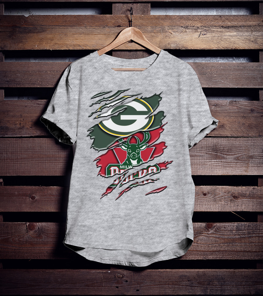 Milwaukee Bucks Green Bay Packers Crossover Rah T-Shirt
