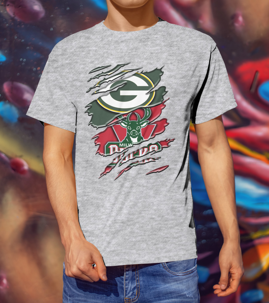 Milwaukee Bucks Green Bay Packers Crossover Rah T-Shirt