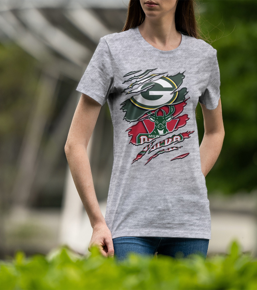 Milwaukee Bucks Green Bay Packers Crossover Rah T-Shirt