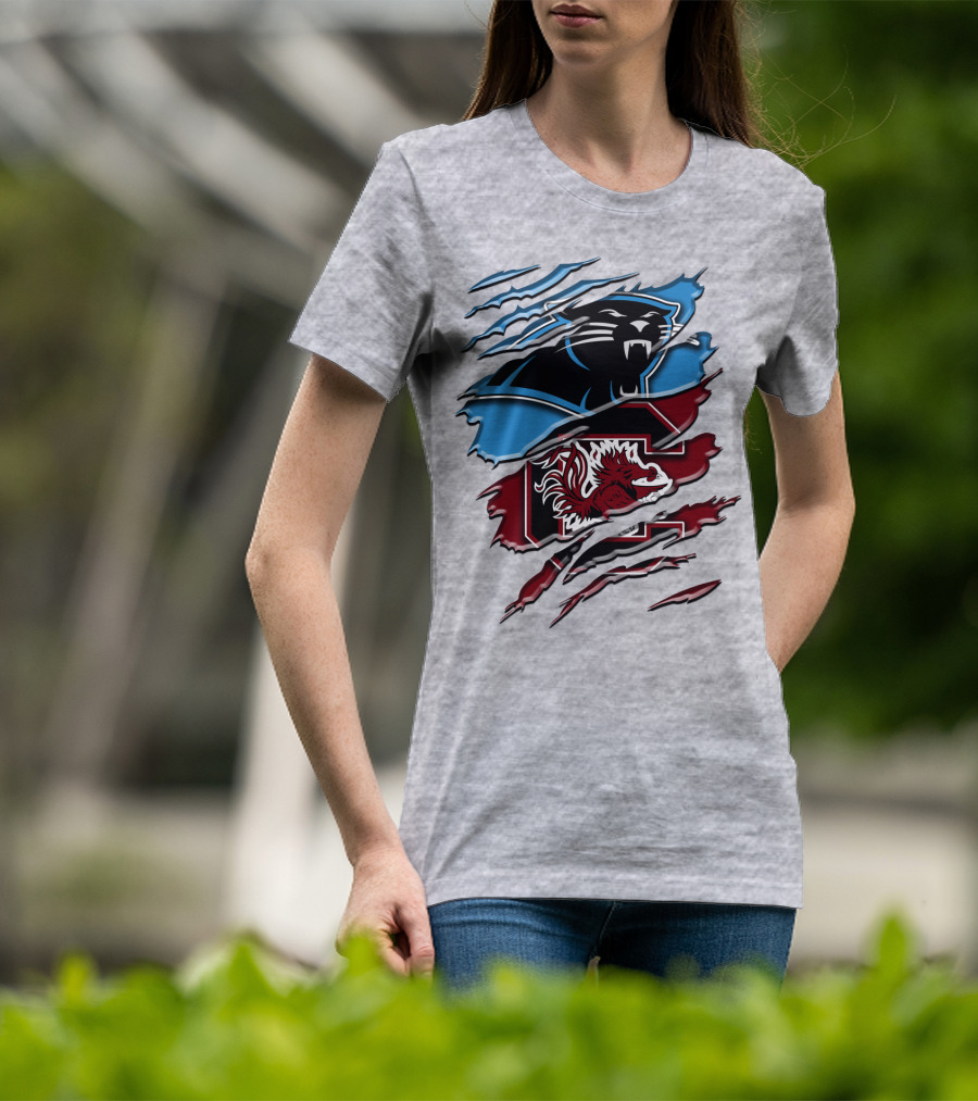Carolina Panthers Gamecocks Ripped T-Shirt