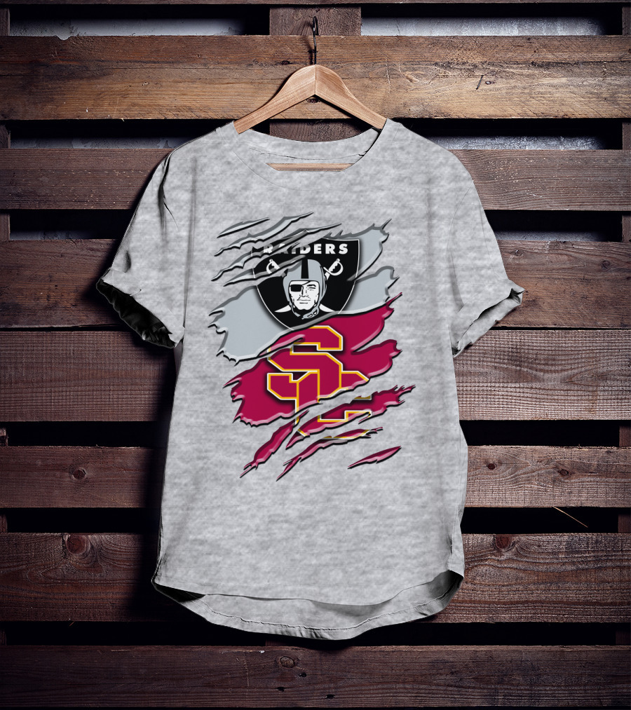 Raiders And Usc Trojans Logo Fusion Rah 098 T-Shirt