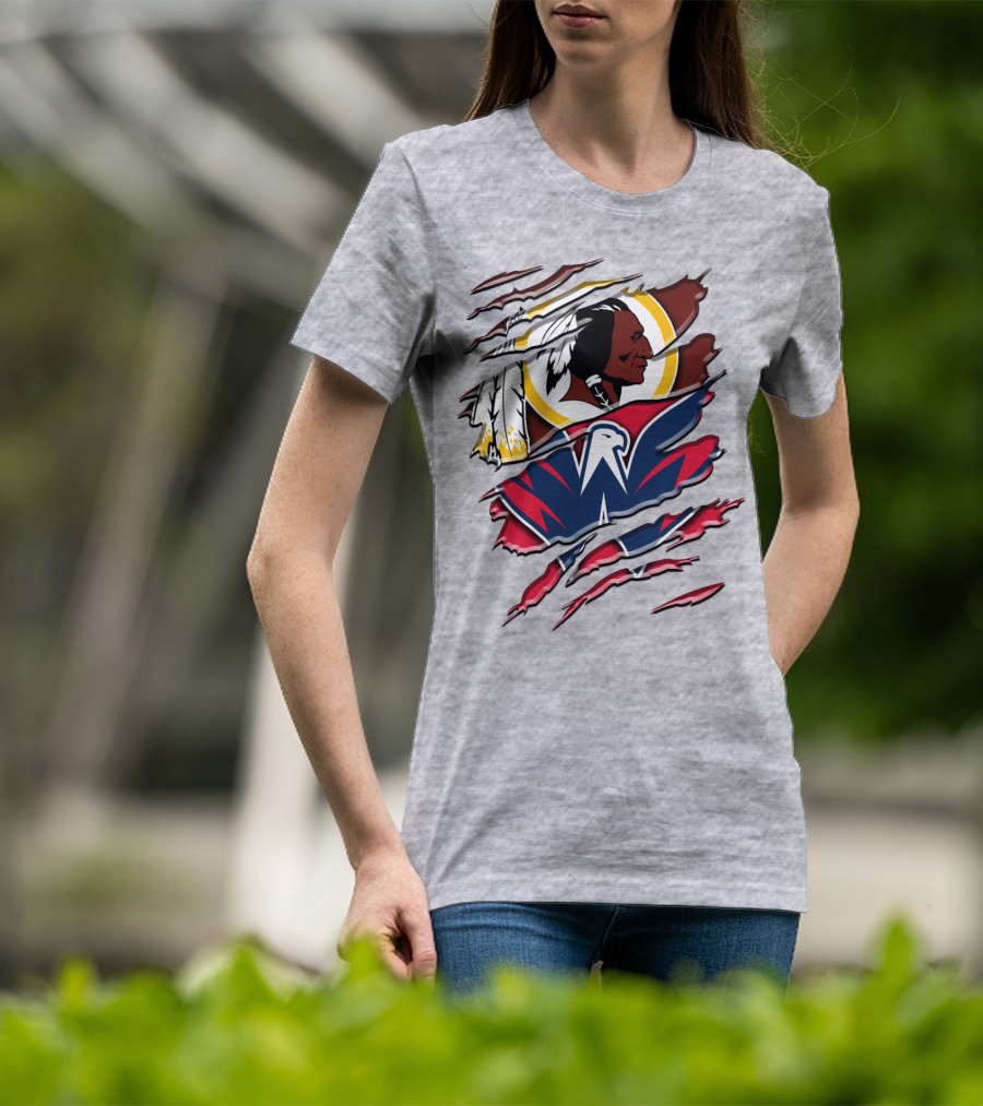Washington Capitals And Washington Redskins Logo Mashup Rah 104 T-Shirt