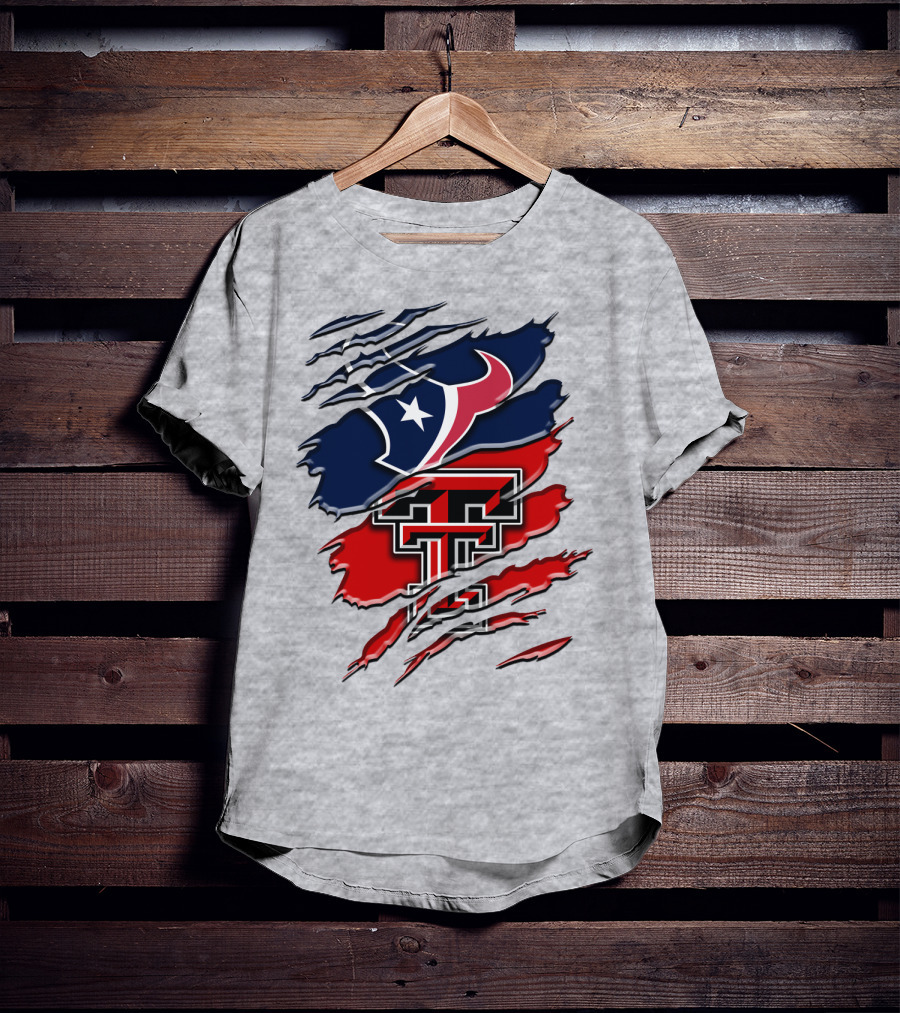 Houston Texans And Texas Tech Red Raiders Rip T-Shirt