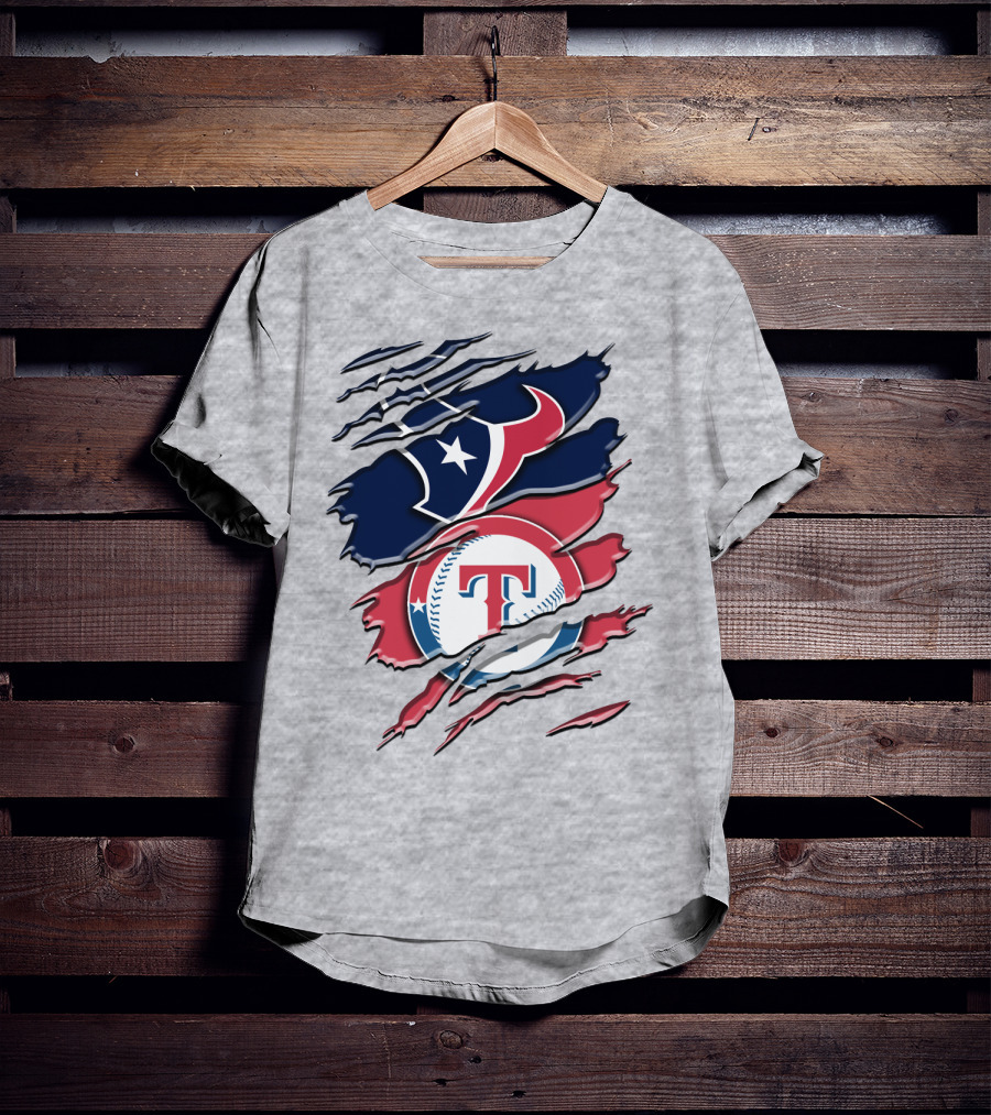Houston Texans And Texas Rangers Sports Fan Rah 124 T-Shirt