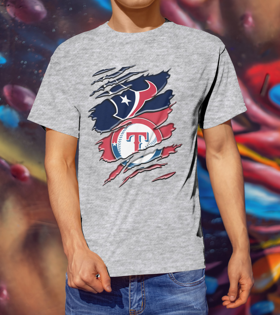 Houston Texans And Texas Rangers Sports Fan Rah 124 T-Shirt