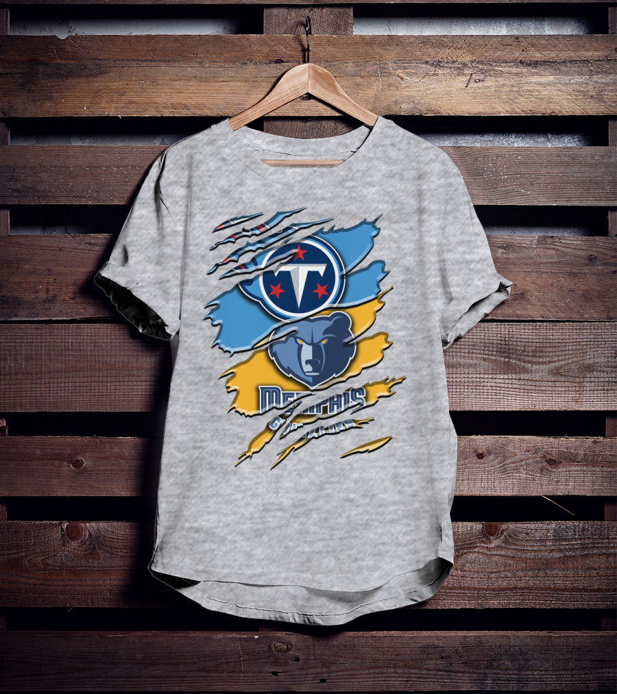 Tennessee Titans Memphis Grizzlies Logo Mashup Rah 128 T-Shirt