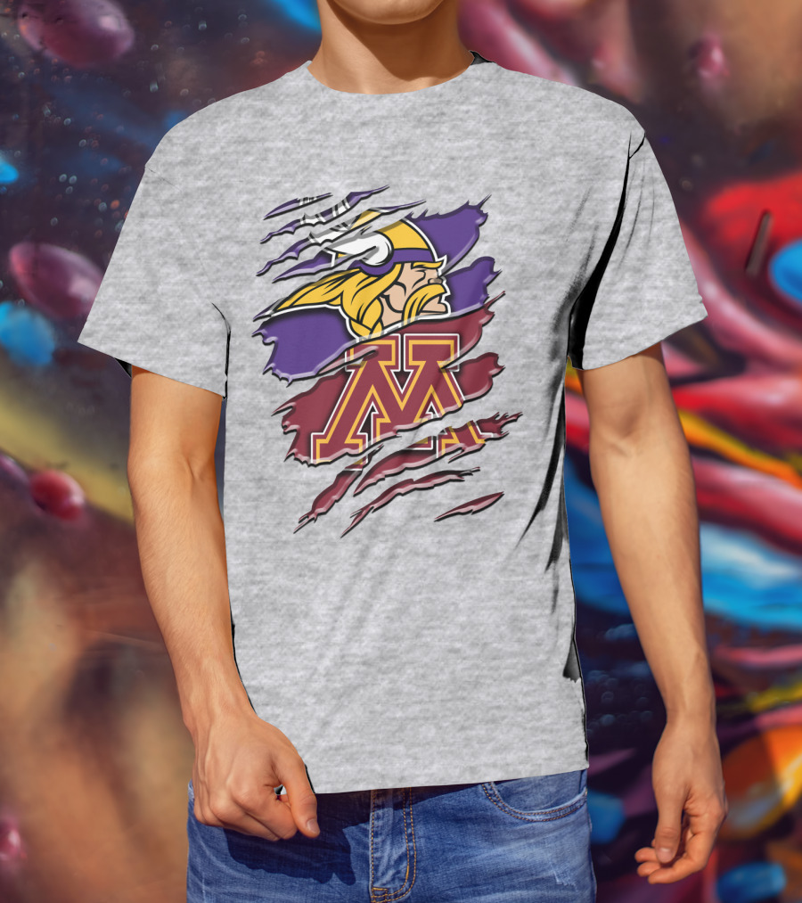 Minnesota Vikings And Golden Gophers Claw Marks Rah 133 T-Shirt