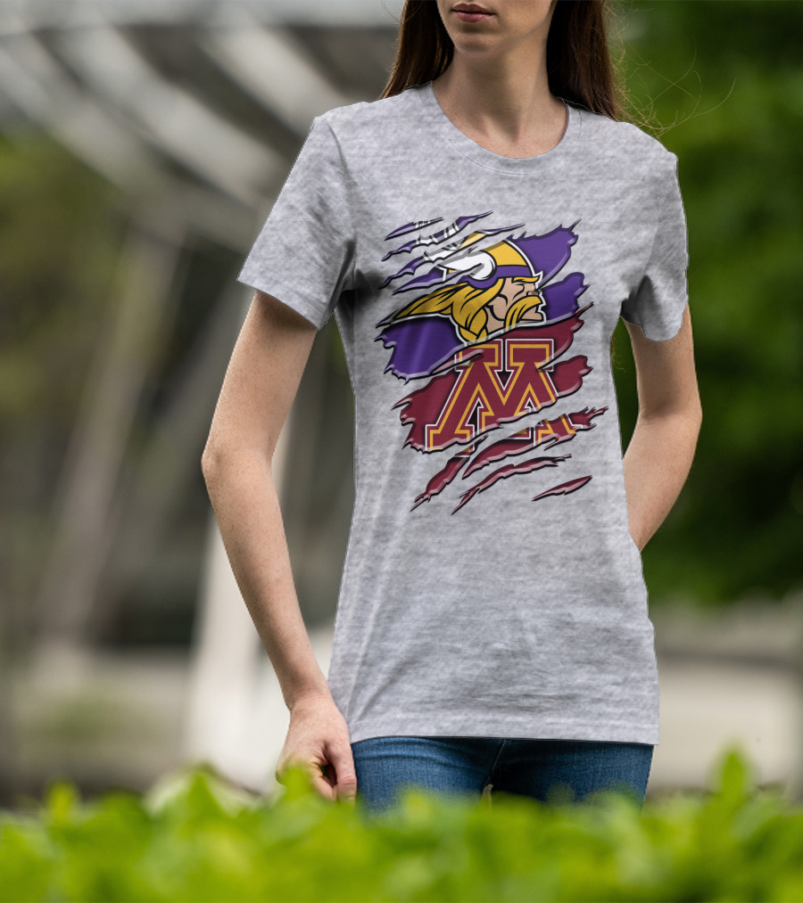 Minnesota Vikings And Golden Gophers Claw Marks Rah 133 T-Shirt