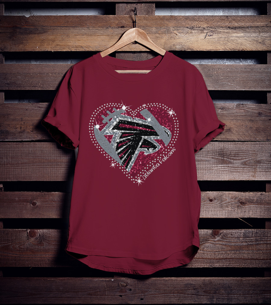 Atlanta Falcons Sparkling Heart T-Shirt