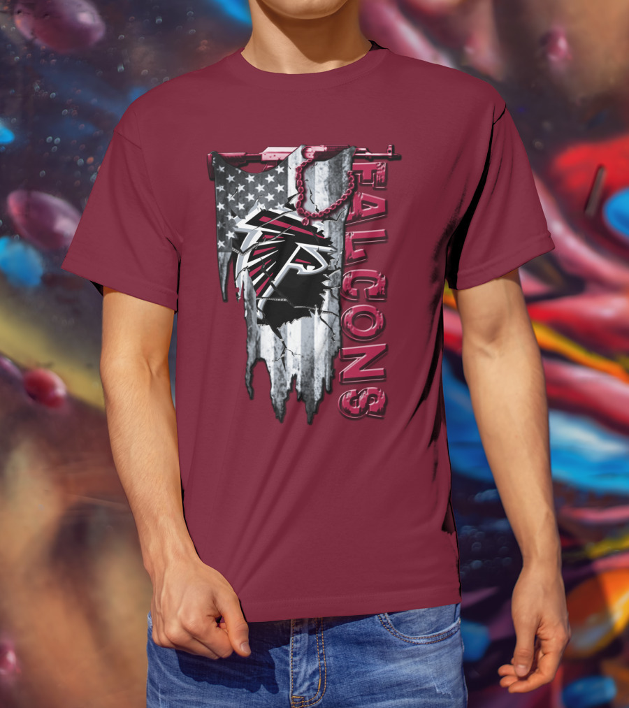 Atlanta Falcons American Flag Football Team T-Shirt
