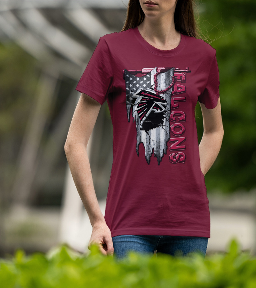Atlanta Falcons American Flag Football Team T-Shirt